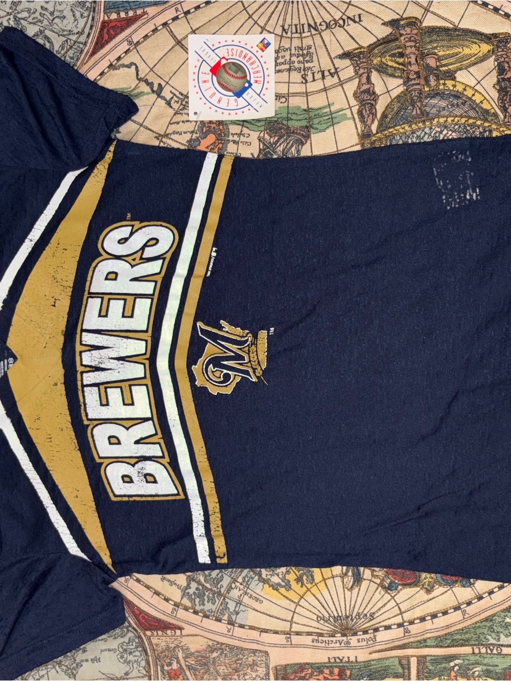 Kids Navy Tee with Gold and White Brewers Graphic